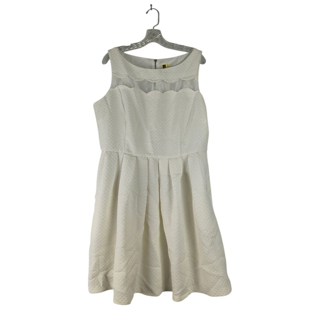 Julian Taylor Dress Women's 16 Ivory Textured Sleeveless Fit & Flare Pleated